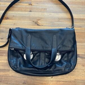 Fossil Riley Foldover Tote black‎ leather